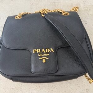 Authentic Black Leather Prada Crossbody